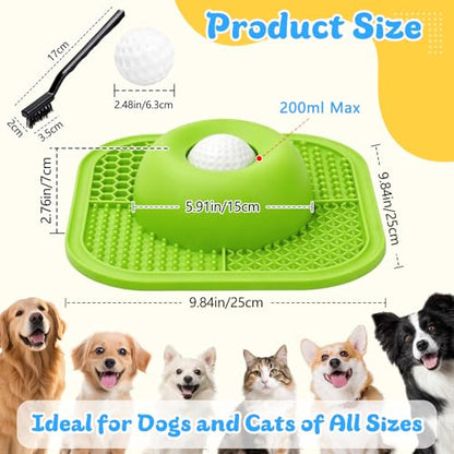 Slow Feeder Dog Bowls & Lick Mat for Liquid and Thick Treat, Anti-Slip Dog Lick Bowl with Interactive Rolling Ball, 5/6 Cup Pup Licking Toy for Large Medium Small Dogs and Cats Green - color: Green
