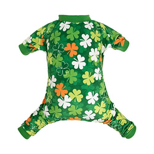 CuteBone Clover St.Patrick's Day Small Dog Pajamas Soft Puppy Pjs Fleece Stretchy Onesie Cat Clothes for Daily Wear P275S - color: Clover, size: Small