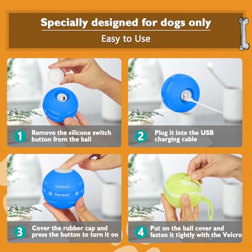 PetDroid Interactive Dog Toys Dog Ball,[Newly Upgraded] Durable Motion Activated Automatic Rolling Ball Toys for/Small/Medium/Large Dogs,USB Rechargeable (Blue) - color: Blue