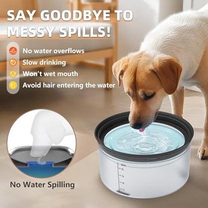 Decflow 1.2Gallon Dog Water Bowl No Spill, 4.5L Large Capacity Spill Proof Dog Bowls with Transparent Floating Disk, No Splash Slow Drinking Dog Bowl for Sloppy Messy Drinkers - color: B-Black