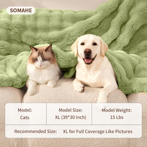 Dog Blanket, Reversible Sherpa & Bubble Fleece Pet Throw, Ultra-Soft Plush for Medium Dogs, Machine Washable, Anti-Static, Warm & Cozy, 39"×31" Inch Green - color: Green, size: 39"L x 31"W Inches