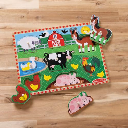Melissa & Doug Farm Wooden Peg Puzzle (8 pcs) - style: Farm