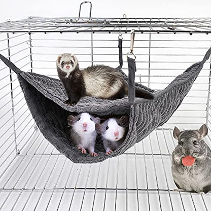 Large Ferret Hammock, Hanging Tunnel Bed for Cage Fit Rats Chinchilla - Grey - color: Grey