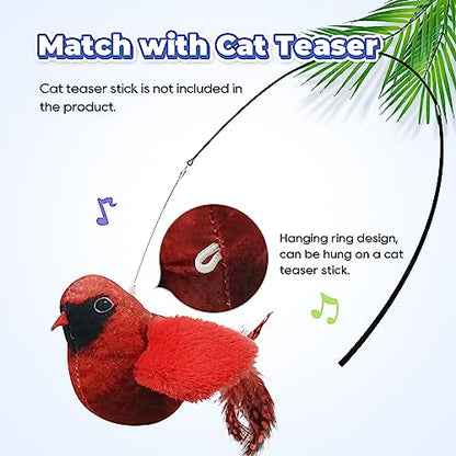 LEWISER Cat Toys Chirping Tit 2 Pcs with Catnip SilverVine, Suitable for Cat Wand Toys, Simulation Bird Design, Interactive Toys for Indoor Kitty Kitten Exercise, Red and Blue - color: Chirp Tit A