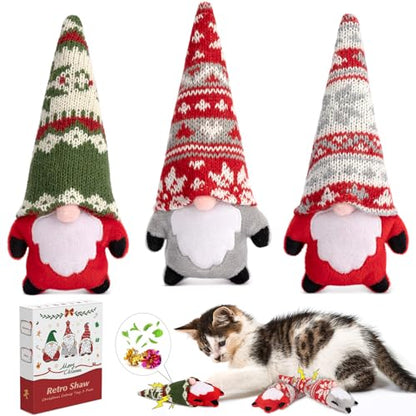 Retro Shaw Christmas Cat Toys, Xmas Catnip Toys for Indoor Kitten Kitty, Safe Kitten Teeth Cleaning Toy, Interactive Cat Chew Kitty Kicker Toy Santa Claus - size: 6.3 Inches
