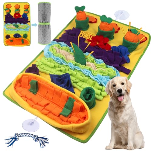Snuffle Mat for Dogs Large Breed - 32'' X 20'' Washable Durable Sniff Mat for Slow Feeding Training, Enrichment Puzzle Toy for Mental Stimulation & Stress Relief - color: Blue-Yellow