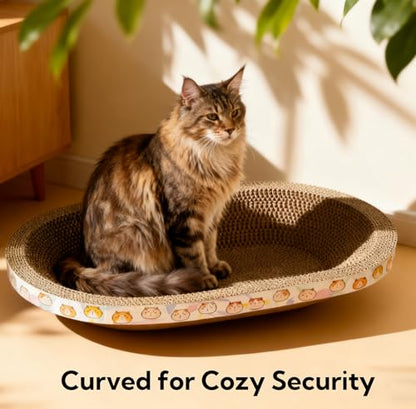 3 Pack Large Cat Scratcher Cardboard, Oval Cat Scratcher Bed Cat Scratch Pad Board Lounge Couch for Indoor Cats Bowl Shaped Cat Scratching Post Nest for Cats Grinding Claw Furniture Protector - size: XXL(23"x16"x3")
