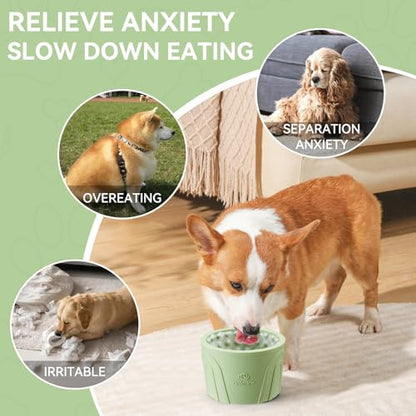 Dog Slow Feeder Lick Bowl, Anxiety Relief Dog Licking Mat Treat Dispenser, Non-Slip Anti-Choking Slow Eating Lick Bowl for Small Medium and Large Breed Dogs, BPA Free Silicone - color: Green, size: S