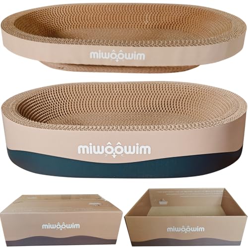 3PSC Cat Scratcher Cardboard, Oval Cat Scratch Pad Bowl Nest for Indoor Cats, Round Cat Scratching Board Corrugated Lounge Cat Bed, Furniture Protector for Couch - color: khaki 17 inch (small)