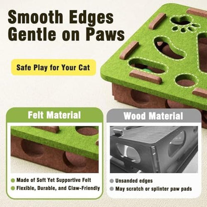 GDSAFS Cat Nail File Enrichment Box, Cat Scratch Puzzle Enrichment Box, Interactive Felt Cats Puzzle Toy with Bell, Bite & Scratch Resistant, for Indoor Cats Scratching Hunting Mental (White-A) - color: White-A
