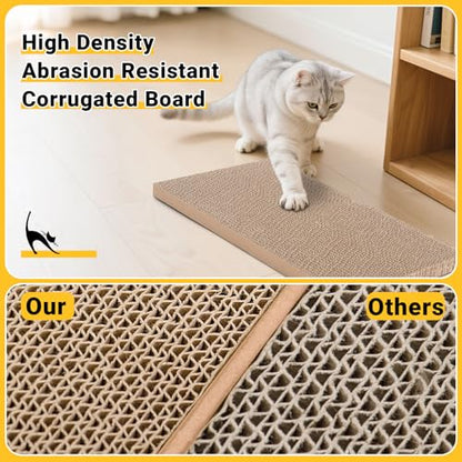 Cat Scratcher with 2 Boxes, 6 PCS Replacement Reversible Cat Scratching Board for Cat Paws, Large Cat Scratcher Cardboard Corrugated for Indoor Cats