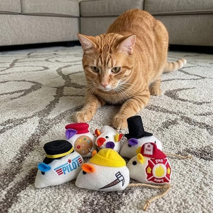 SPOT Mice at Work Cat Toys, Catnip Filled Plush Mice for Indoor Cats, Lightweight Toy Mice with Career Designs, for Single or Multi Cat Homes, 3 in, 6 Count