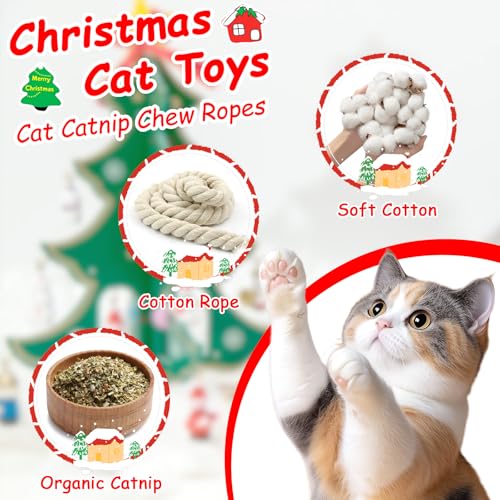 Retro Shaw Cat Chew Ropes 3PCS, Kitten Teething Toys for Indoor Cats, Natural Catnip Kicker Toys for Boredom Relief, Handmade Catnip Toys for Dental Health, Gift for Kitty - style: Rope-3