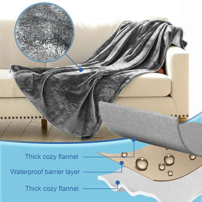 King Size Waterproof Blanket – Spill-Proof, Water-Resistant Flannel Blanket for Bed, Couch, Kids & Pets Protection, Reversible Cozy Design (Moon Grey & Starlit Grey, 90x108 - color: Moon Grey & Starlit Grey, size: King