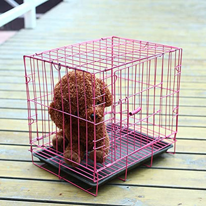 Hemobllo Wire Dog Crate Folding Cage, Portable, Easy to Install, Durable, Secure, Warm - color: Pink, size: 23.6"L x 16.5"W x 19.7"H