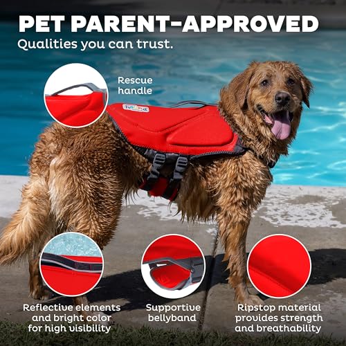 Outward Hound Dawson Swim Red Dog Life Jacket, Small - color: Red, size: Small (Chest Girth: 16"-20")