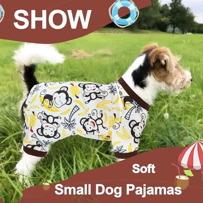Pajamas for Small Medium Dogs - Summer Cute Dog Clothes - Soft Stretchy Doggie Puppy Clothes - Cat Pet Jammies Outfit (Brown, X-Large) - color: Brown, size: X-Large