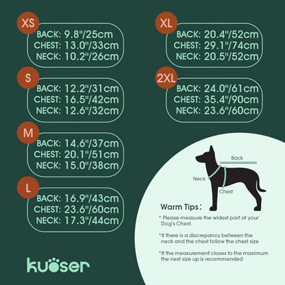 Kuoser Fullbody Dog Coat - Medium Dogs, Warm Winter Coat with Harness, Reflective, Blue L - color: Blue, size: L (PRIORITIZE BACK LENGTH: 16.9'')