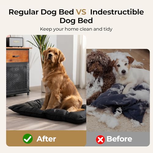 Chew Proof Indestructible Dog Bed - Durable Dog Bed for Aggressive Chewers, Machine Washable & Waterproof Indoor Outdoor Crate Pad, Tough Kennel Pad for Small Dogs (Small (18"x29")) - size: Small(18"x29")