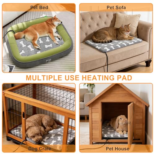 Bestio Large Dog Heating Pad,34x21 in Heated Dog Bed with Constant Heat & Auto Modes，MET&UL Certified Pet Heating Pad with Soothing Warmth,Chew-Resistant Cord,Waterproof Washable Cover-Gray - size: 34.0"L x 21.0"W x 0.5"Th