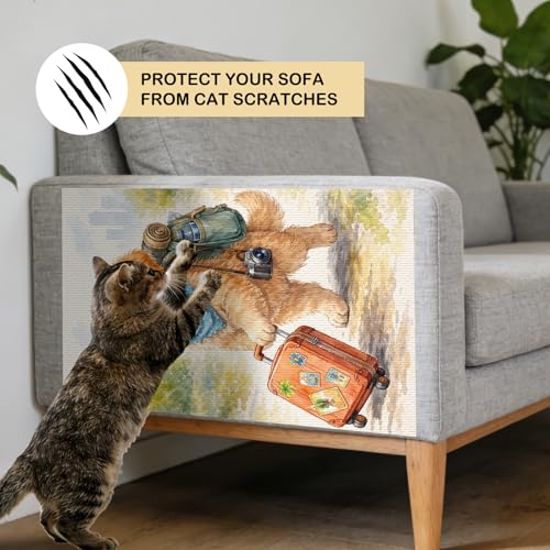 Cat Scratching Mat 15.3x23.6 Inches Polyester Synthetic Fiber, Travel Puppy Print, wall cat Scratcher, Scratch pad, Home Decor, Entryway, Pet Room (2pcs) - color: LU15985-2pcs