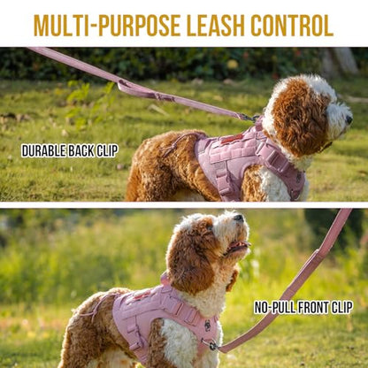 OneTigris Tactical Dog Harness Vest,No-Pull Service Dog Vest with Hook & Loop Panels,Adjustable Dog Vest Harness for Walking Hiking Training(Pink,S) - color: Pink, size: S