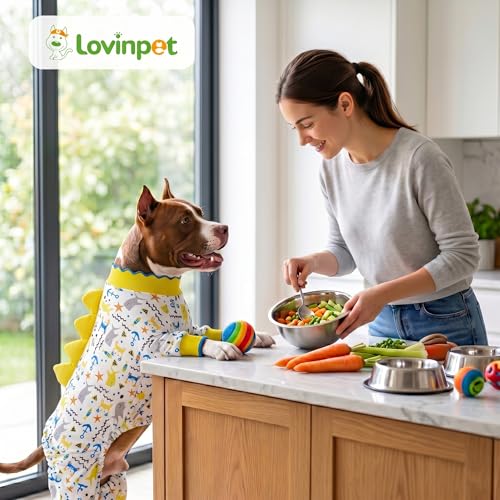 LovinPet Big Dogs Pjs, Large Dog Pajamas, Anti Licking Pet Anxiety Shirt, Surgical Recovery Onesie, Large Breed Dog Jammies, Pet PJ's,Lightweight Stretch, White Sea Life Print Mastiff Pajamas/Medium - size: Medium