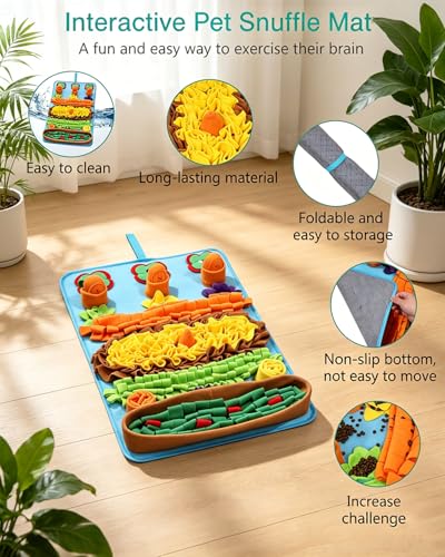 ORIA Snuffle Mat for Dogs, 32''x20'' Interactive Slow Feeder Mat for Boredom, Mental Stimulation, Stress Relief, Dog Puzzle Toy & Treat Mat for Small Medium Large Dogs Puppies - size: 32x20 inch