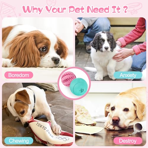 HIPPIH Dog Puzzle Toys & Interactive Toys for Large & Small Dogs - IQ Training, Chewing, Teeth Cleaning & Treat Dispensing - 2 Pack - color: blue+pink, size: 3.14inch+2.75inch
