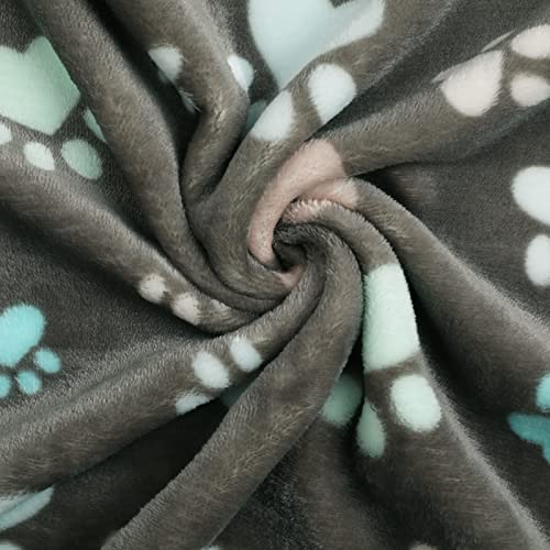 Luciphia 1 Pack 3 Blankets Fluffy Premium Fleece Pet Blanket Flannel Paw Printed Throw for Dog Cat(Medium 30x20'', Grey) - color: Grey Paw2, size: 30x20 inch (Pack of 3)