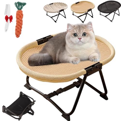 Elevated Pet Bed, Foldable Indoor Cats Raised Bed with Metal Frame, Portable Breathable Non Slip Cot Hammock, Cooling Raised Pet Cot with Breathable Mes, Sleeping Platform for Dogs and Cats (C) - color: C