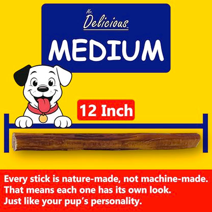 Bully Sticks for Dogs, 10 Count, 12 Inch Medium, Consistent Thickness, All Natural, Grass Fed, Rawhide-Free, Single Ingredient, Long Lasting Dog Chews