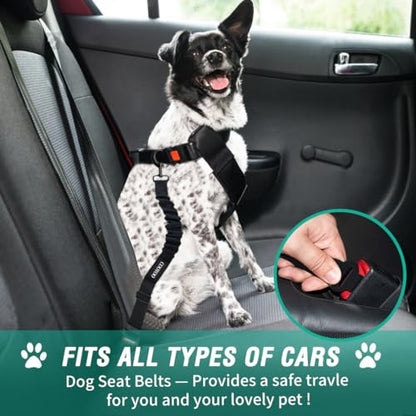 Dog Seat Belt, Durability Retractable Dog Car Harness Adjustable Dog Seat Belt for Vehicle Nylon Pet Safety Seat Belts Heavy Duty & Elastic - color: Set 01 Pack A-White