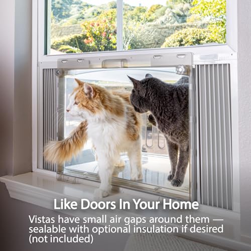 VistaCatio Window Catio - Fits 26-32" Vertical Windows, Deluxe Catio Window Box for Indoor Cats, Max Enrichment and Freedom, Fresh Outdoor Air, Portable Easy Install, 2-Year Protection, Made in USA