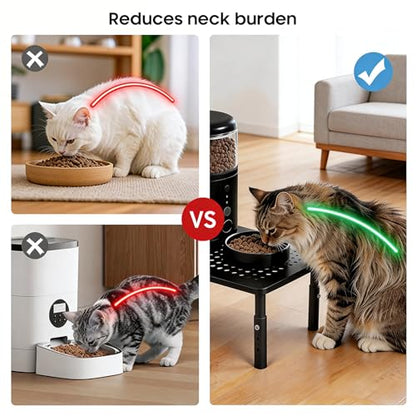 W‌SOWX Adjustable Automatic Cat Feeder Stand - Non-Slip Elevated Holder for Cats/Puppies, Fits Most Automatic Feeders & Water Dispensers, Black(Holder ONLY) - color: Black