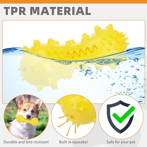 KOOLTAIL Floating Dog Toys for Swimming Pool,Summer Bumper Toy for Water,Indestructible Dog Toothbrush Chew Toy,Interactive Training Squeaky Toys for Aggressive Chewers Small Medium Large Dogs,Yellow - color: Yellow