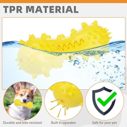 KOOLTAIL Floating Dog Toys for Swimming Pool,Summer Bumper Toy for Water,Indestructible Dog Toothbrush Chew Toy,Interactive Training Squeaky Toys for Aggressive Chewers Small Medium Large Dogs,Yellow - color: Yellow