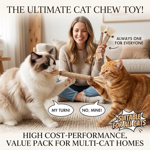 Cat Toys,6PCS Kitten Toys for Indoor Cats Catnip Toy for Chewing Silvervine Stick for Cleaning Teeth Kitty Dental Treat Interactive Toy Kitty Snack Self Play Wand Cat Mint Lick