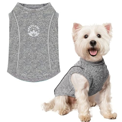 PETCARE Sun Protection Dog Shirts for Medium Dogs Quick Dry Soft Stretchy Dog T-Shirts with Reflective Label Tank Top Sleeveless Vest Pet Clothes, Athletic Fabric, Grey, XXL (Chest 26" Length 19.7") - color: Grey, size: XXL ( Suggest 25-35 lbs)