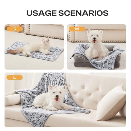Luciphia 1 Pack 3 Blankets Fluffy Premium Fleece Pet Blanket Flannel Paw Printed Throw for Dog Cat Grey Paw Large(41"x31",Pack of 3) - color: Grey-paw Line, size: 41x31 inch (Pack of 3)