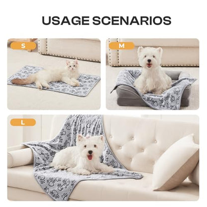 Luciphia 1 Pack 3 Blankets Fluffy Premium Fleece Pet Blanket Flannel Paw Printed Throw for Dog Cat Grey Paw Large(41"x31",Pack of 3) - color: Grey-paw Line, size: 41x31 inch (Pack of 3)