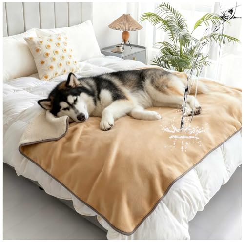 Waterproof Pet Blanket for Bed, Reversible Soft Flannel Love Blanket, Bed Blanket for Couples Washable, Spill-Proof Dog Throw Blanket for Couch, Sofa Protect, Camping,Khaki,20"x28" - color: Khaki, size: 20"x28"