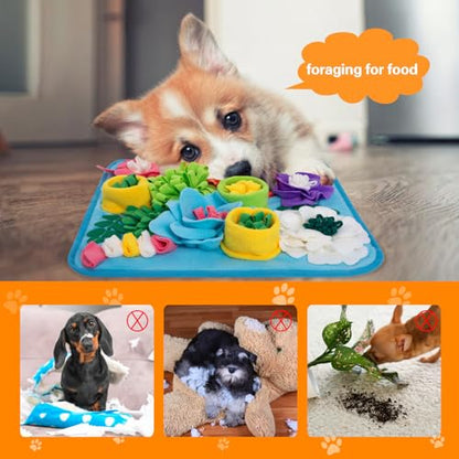 Snuffle Mat for Dogs, Sniff Mat Slow Feeding Mat for Small Pets Cats, Rabbits - Help Stress Relief and Training - Stimulate Your Pet's Foraging Skills! (Sky Blue) - color: Sky Blue