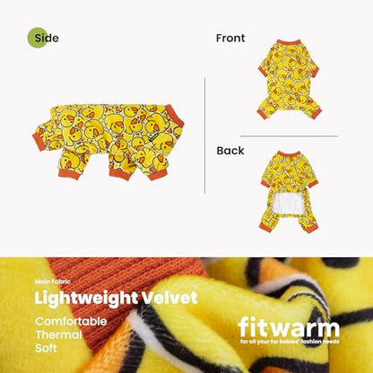 Fitwarm Funny Duck Dog Pajamas, Dog Winter Clothes for Small Dogs Girl, Lightweight Velvet Pet Jumpsuit, Cat Onesie, Yellow, XXL - color: Duck, size: XX-Large