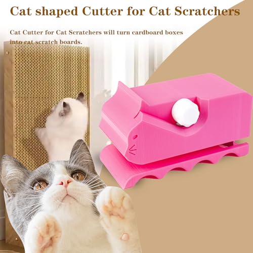 Cardboard Cutter for Cat Scratchers with 10pcs Blade,3D Printed Card Board Cutter Kids DIY Cat Scratchers Cardboard Strip Tool Machine for Cat Lovers (Pink) - color: Pink