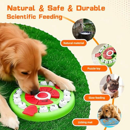 4 in1 Dog Puzzle Toy Set - Slow Feeder & Lick Mat for Puppy IQ Training & Mental Stimulate Treat Dispensing Ball | Pet Enrichment Interactive Toy (4 in 1 Blue+Green) - color: 4 in 1 Blue+Green