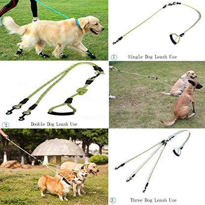 3 Dog Leash - Padded Handle, 360° Swivel Multiple Dog Leash No Tangle, Lead for Medium Large Dogs, Walking & Training Double Dogs (Green Blue) - color: Green Blue