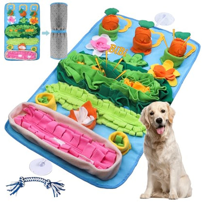 Snuffle Mat for Dogs Large Breed - 32'' X 20'' Washable Durable Sniff Mat for Slow Feeding Training, Enrichment Puzzle Toy for Mental Stimulation & Stress Relief - color: Blue-Pink