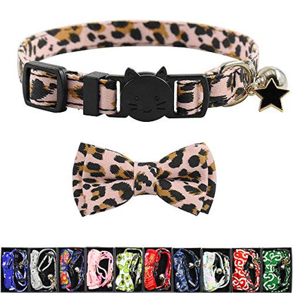 Bowtie Cat Collars Breakaway with Bell, Adjustable Cute Kitty Collars Safety Buckle Kitten Collar for Cat Puppy 7.5-11in (15) - color: 15