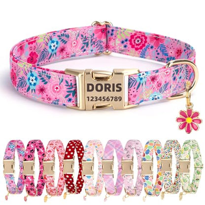 Custom Customized Personalized Dog Collars with Engraved ID Name Phone Number with Metal Buckle - Adjustable Dog Collars for Male Female Girl Boy Puppy X-Small Small Medium Large X-Large Dogs - color: New matel buckle